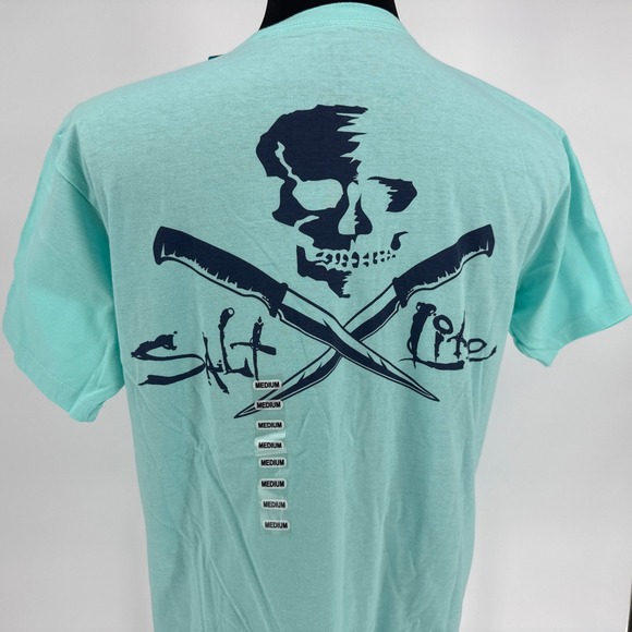 Salt Life Live Salty Skull & Fillet Graphic Pocket T-Shirt Medium Stained - Picture 1 of 7